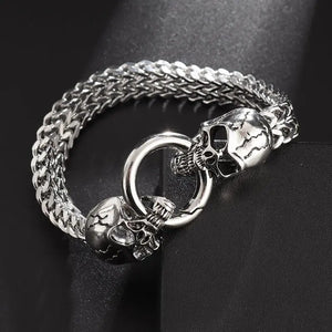 Classic Punk Stainless Steel Skull Bracelet Men's Charm Gothic Bracelet