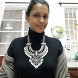 Exaggerated Carved Coin Tassel Collarbone Chain Necklace Punk Goth Jewelry