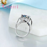 Colorful Zircon Water Drop Ring 925 Sterling Silver Jewelry for Women