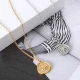 Stainless Steel Compass Pendant Necklace for Women