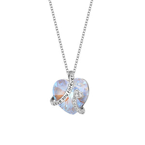 Ocean Heart Crystal Necklace S925 Sterling Silver Heart Shaped Clasp