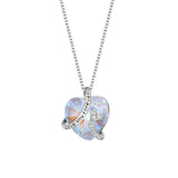 Ocean Heart Crystal Necklace S925 Sterling Silver Heart Shaped Clasp