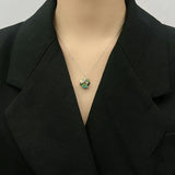 Ocean Heart Crystal Necklace S925 Sterling Silver Heart Shaped Clasp