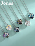 Ocean Heart Crystal Necklace S925 Sterling Silver Heart Shaped Clasp