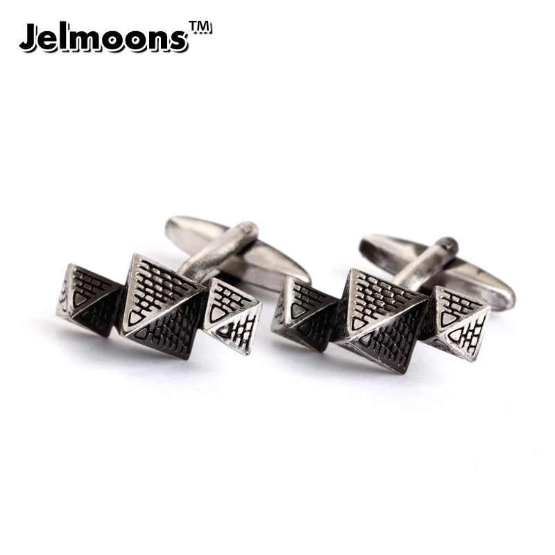 Cufflinks Three Sliver Cubic Honeycomb Style For Mens Shirt Cufflinks