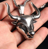 Exaggerated Bull Pendant Long Necklace