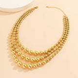 Stacked Multilayer Geometric Ball Chain Necklace