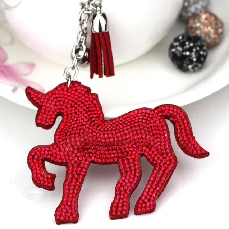 Explosion-proof Flannel Zircon Keychain Tassel Unicorn Bag Pendant