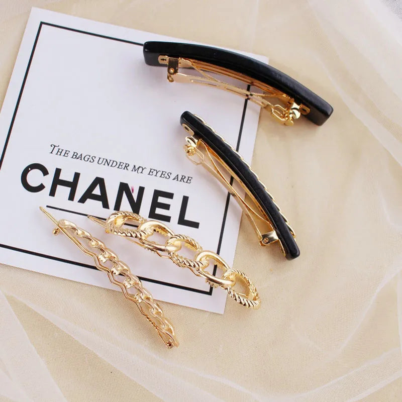 Acrylic Metal Chain Hair Clip Barrette Hair Accessories