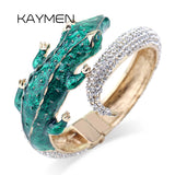 Crocodile Cuff Bangle Bracelet for Women Gold Plated Statement Animal Bangle