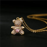 Copper Micro-inlaid Zircon Love Bear Pendant Necklace