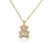 Copper Micro-inlaid Zircon Love Bear Pendant Necklace