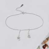 925 Silver Moon & Star Pendant Anklet