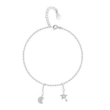 925 Silver Moon & Star Pendant Anklet