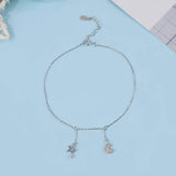 925 Silver Moon & Star Pendant Anklet