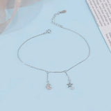 925 Silver Moon & Star Pendant Anklet