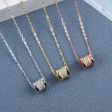 925 Sterling Silver Women Necklace with Sparkling Zircon Pendant
