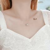 925 Sterling Silver Women Necklace with Sparkling Zircon Pendant