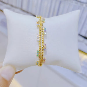 Women's Double Layer Zircon Bead Bangle - Wedding Bridal