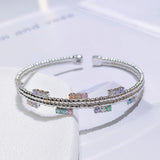 Women's Double Layer Zircon Bead Bangle - Wedding Bridal