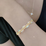 Women's Double Layer Zircon Bead Bangle - Wedding Bridal