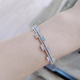 Women's Double Layer Zircon Bead Bangle - Wedding Bridal