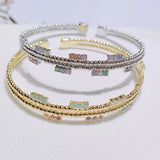 Women's Double Layer Zircon Bead Bangle - Wedding Bridal