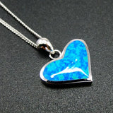 Fire Opal Heart Pendant Necklace 925 Sterling Silver Women's Pendant Necklace