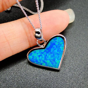 Fire Opal Heart Pendant Necklace 925 Sterling Silver Women's Pendant Necklace