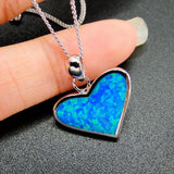 Fire Opal Heart Pendant Necklace 925 Sterling Silver Women's Pendant Necklace
