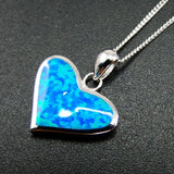Fire Opal Heart Pendant Necklace 925 Sterling Silver Women's Pendant Necklace