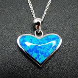 Fire Opal Heart Pendant Necklace 925 Sterling Silver Women's Pendant Necklace