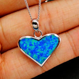 Fire Opal Heart Pendant Necklace 925 Sterling Silver Women's Pendant Necklace