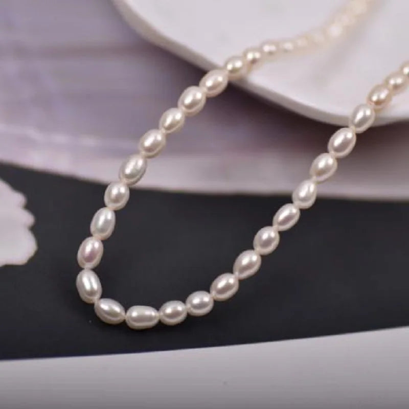 3.5-4mm Rice Pearl DIY Jewelry Necklace Accessory Natural Freshwater Beads