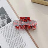 Women's Large Rectangular Crab Grid Stripe Acetate Hair Claw Clips