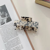 Women's Large Rectangular Crab Grid Stripe Acetate Hair Claw Clips