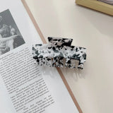 Women's Large Rectangular Crab Grid Stripe Acetate Hair Claw Clips