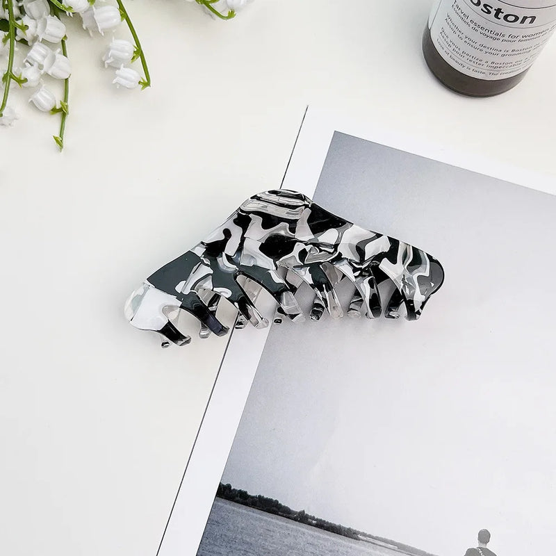 Chic Marbled Acetate Hair Claw Clips