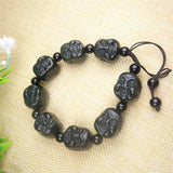 Hand Hetian Cyan Jade Buddha Head Bracelet Jewelry Accessories Men Women
