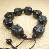 Hand Hetian Cyan Jade Buddha Head Bracelet Jewelry Accessories Men Women