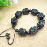 Hand Hetian Cyan Jade Buddha Head Bracelet Jewelry Accessories Men Women