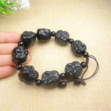 Hand Hetian Cyan Jade Buddha Head Bracelet Jewelry Accessories Men Women