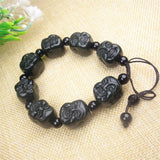Hand Hetian Cyan Jade Buddha Head Bracelet Jewelry Accessories Men Women