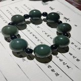Hetian Jade Buddha Beads Bracelet Cyan Jewelry Men Women Luck Gifts