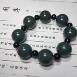 Hetian Jade Buddha Beads Bracelet Cyan Jewelry Men Women Luck Gifts