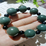 Hetian Jade Buddha Beads Bracelet Cyan Jewelry Men Women Luck Gifts