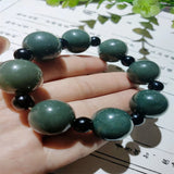 Hetian Jade Buddha Beads Bracelet Cyan Jewelry Men Women Luck Gifts