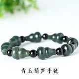 Hetian Jade Gourd Bracelet Cyan Jewelry Men Women Luck Gifts