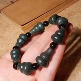 Hetian Jade Gourd Bracelet Cyan Jewelry Men Women Luck Gifts