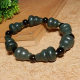 Hetian Jade Gourd Bracelet Cyan Jewelry Men Women Luck Gifts
